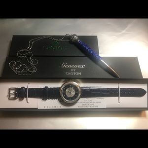 Croton Quartz Crystal Accented Watch w/ Pen
